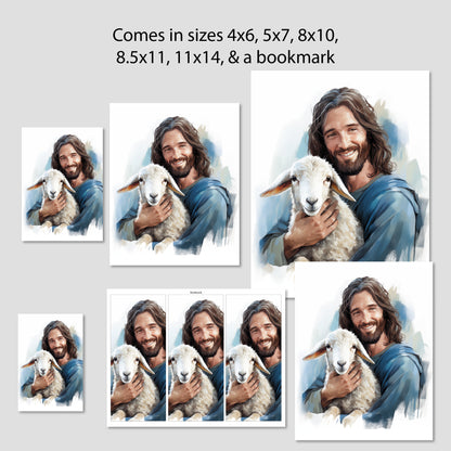 Good Shepherd Jesus Fine Art Print | Jesus Painting | The Living Christ | Christian Decor | Christian Painting | Lost Sheep Painting