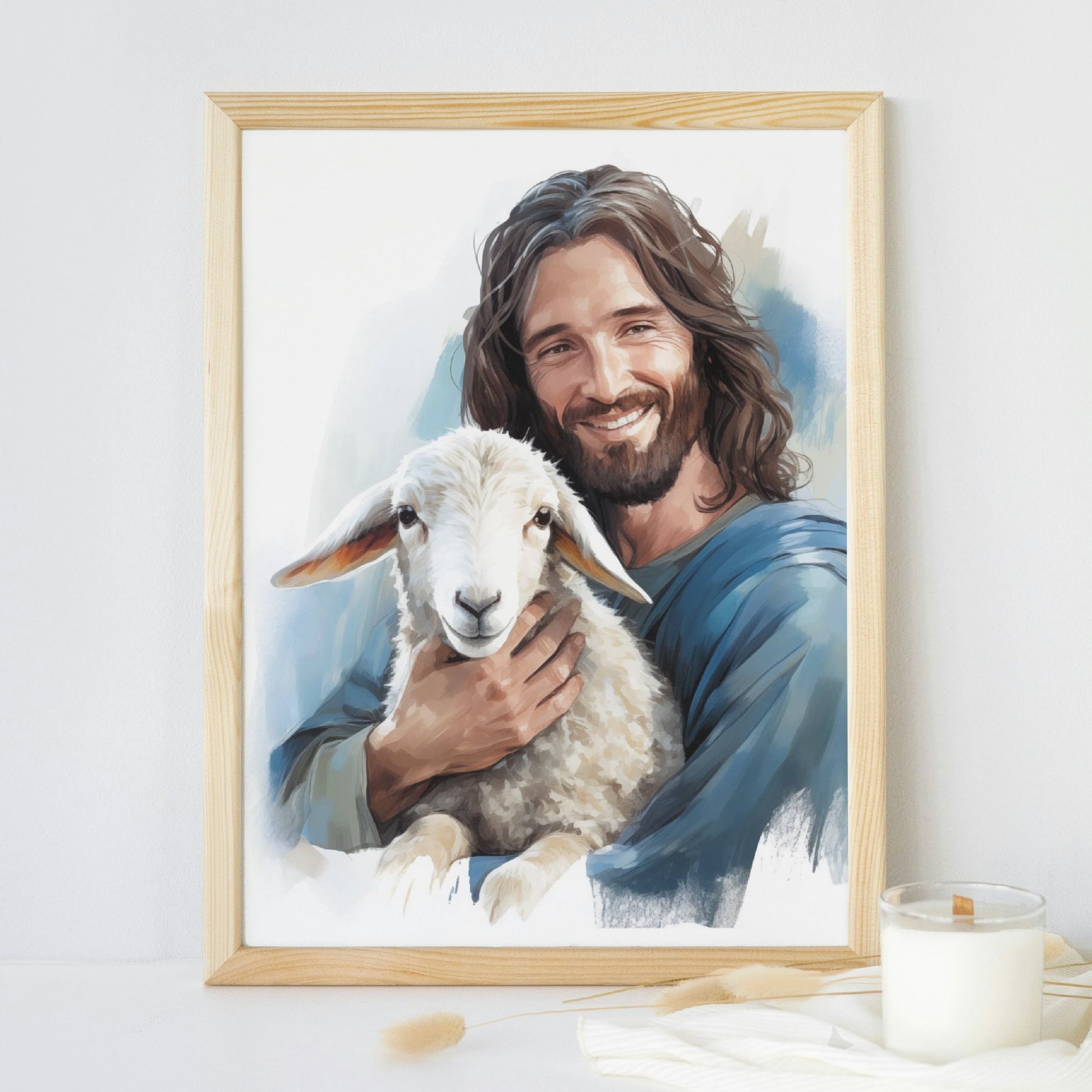 Good Shepherd Jesus Fine Art Print | Jesus Painting | The Living Christ | Christian Decor | Christian Painting | Lost Sheep Painting