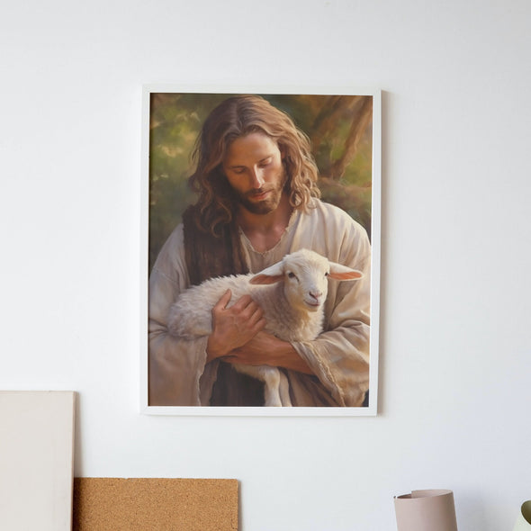 Never Alone Jesus Fine Art Print | Jesus Painting | The Living Christ | Christian Decor | Christian Painting | Lost Sheep Painting