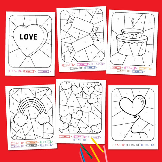 Valentines Day Color By Number | Kids Valentine Coloring Sheets | Instant Download | Custom Paint By Number Kit | Valentine's Games For Kids