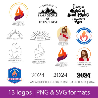 Youth Theme 2024 LDS Logos in SVG and PNG | 3 Nephi 5:13 | I am a Disciple of Jesus Christ | lds Trek | lds Girls Camp | Digital Download