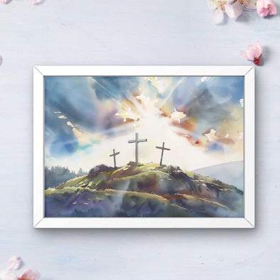 He is Risen | Easter Wall Art | The Tomb Is Empty | Jesus Leaving the Garden Tomb | Christian Art | The Resurrected Lord
